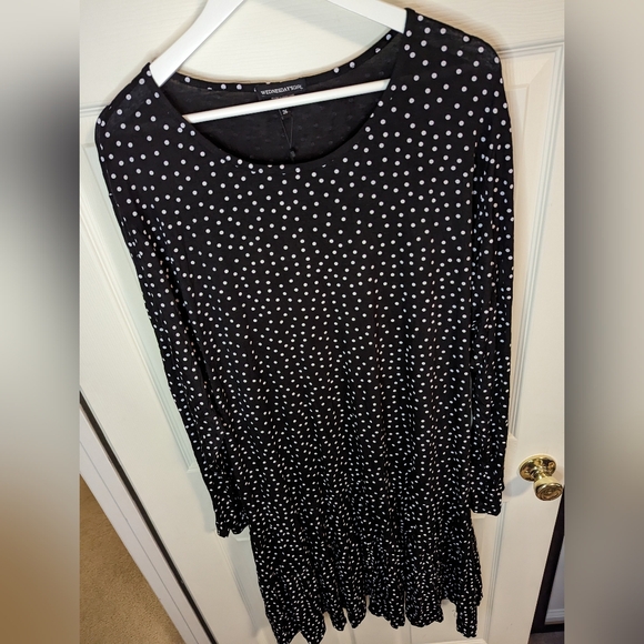 Wednesdays Girl black and white polka dot dress stretchy size 26  NWT - Picture 2 of 12